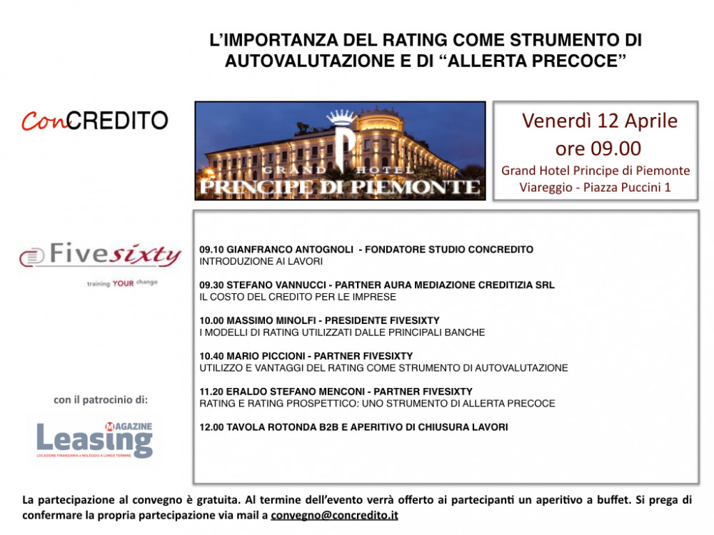 Convegno sul rating a Viareggio il 12 aprile