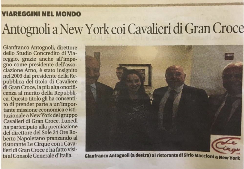 Gianfranco Antognoli, titolare di ConCredito,  a New York con i Cavalieri di Gran Croce